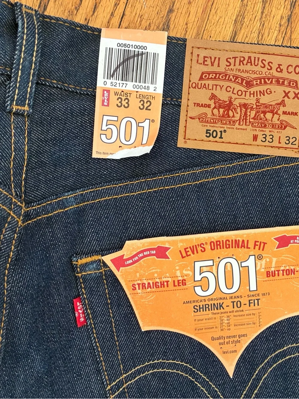 Vintage NWT Levis 501 Rigid Denim Size 33 x 32